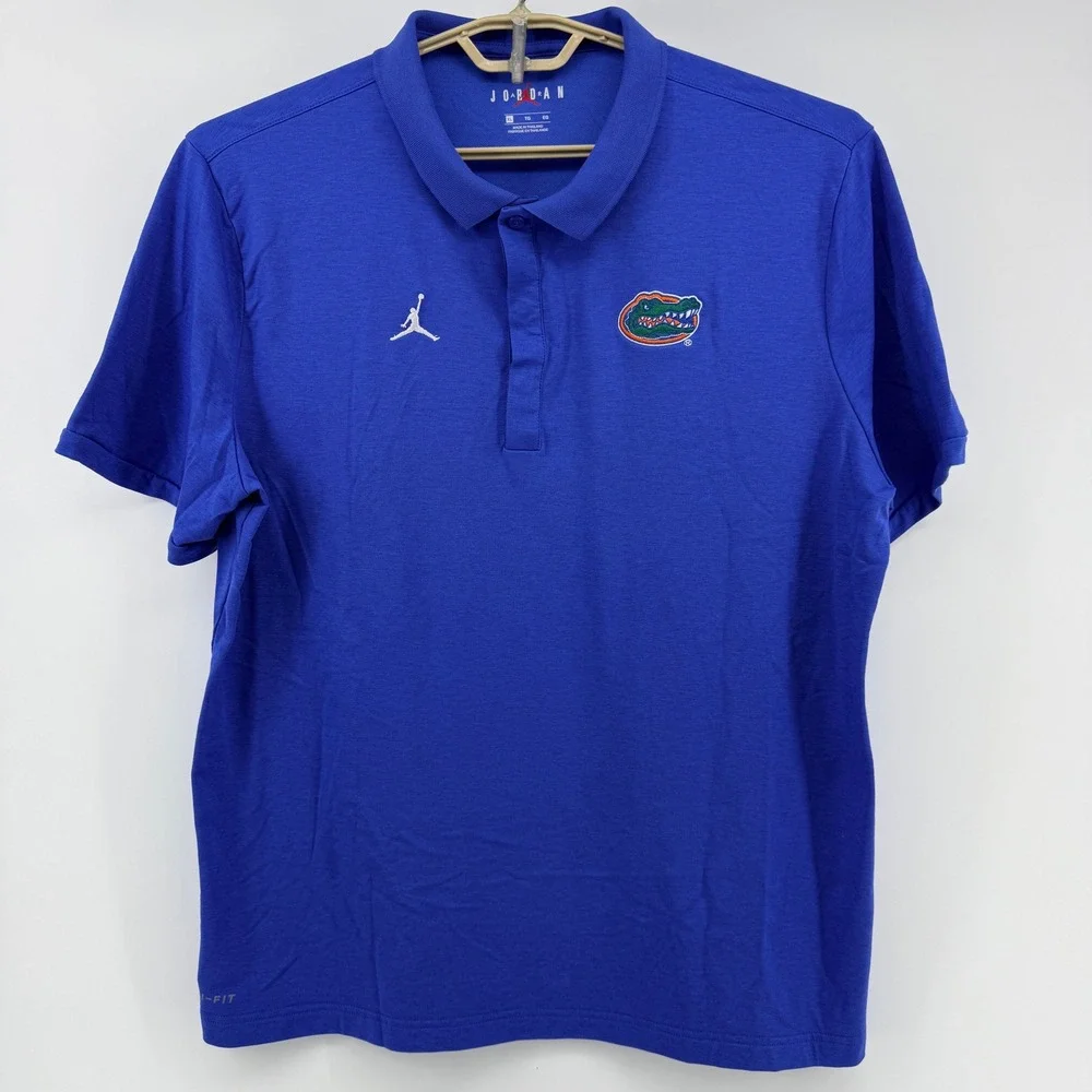 Jordan Florida Gators Dri-FIT Short Sleeve Polo Shirt Jumpman Logo Mens XL Blue